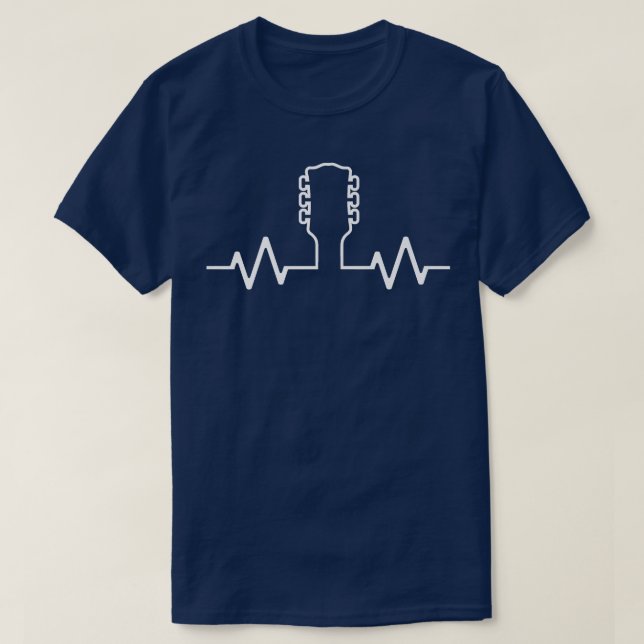 Guitar Lover EKG Heartbeat Acoustic Guitarist Play T Shirt (Design framsida)