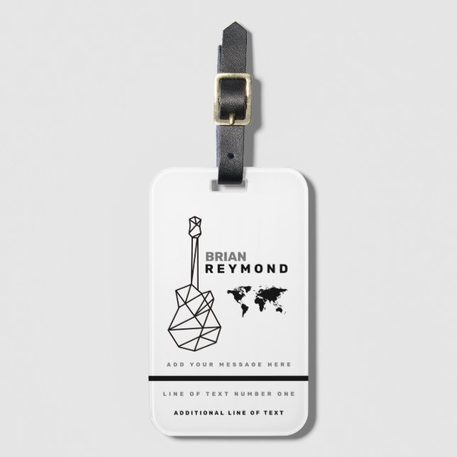 Guitar LuggageTag Musician Travel Bagagebricka (Framsida vertikal)