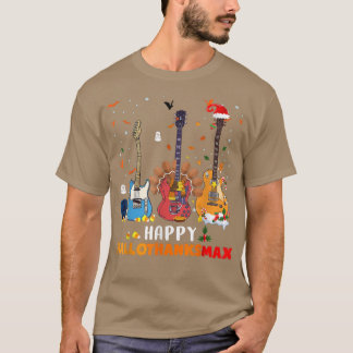 Guitar Lycklig Hallothanksmas Halloween Thanksgivi T Shirt