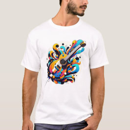 Guitar med Graffiti design T Shirt