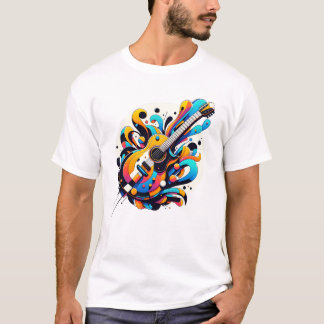 Guitar med Graffiti design T Shirt