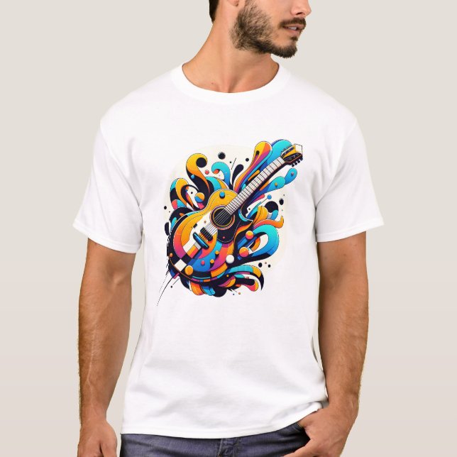 Guitar med Graffiti design T Shirt (Framsida)