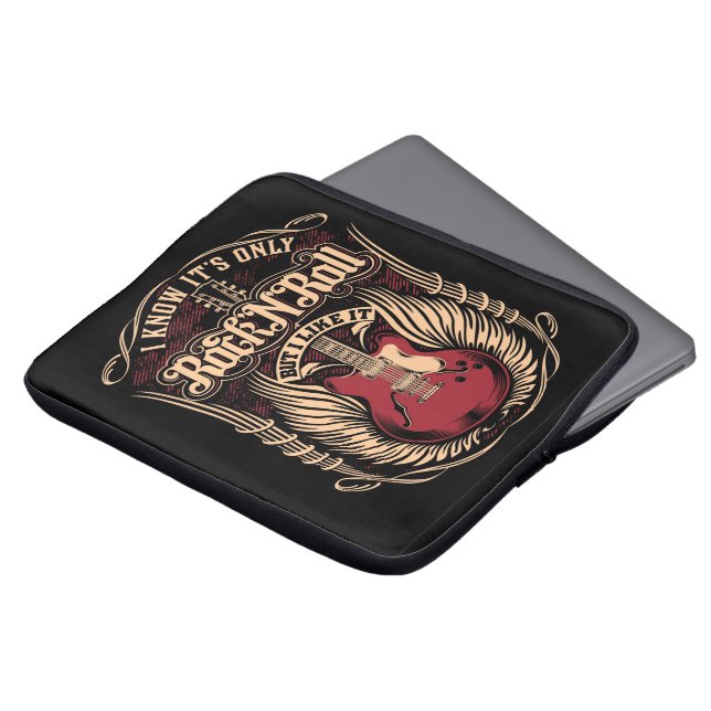 Guitar med Rock and roll-citat Laptop sleeve (Framsida topp)