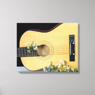 Guitar med vildblomstaster canvastryck
