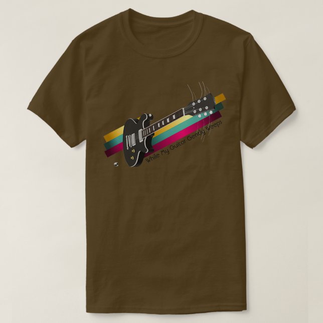 Guitar medan min gitarr försiktigt gråter t shirt (Design framsida)
