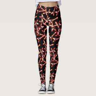 Guitar Mönster, Red and Black Heavy Metall Electri Leggings