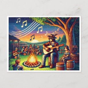 Guitar Month 16-bitars Pixel Art-vykort Helg Vykort