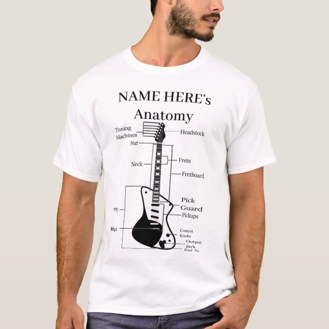Guitar Music Älskare-anatomi i en gitarr T Shirt (Framsida)