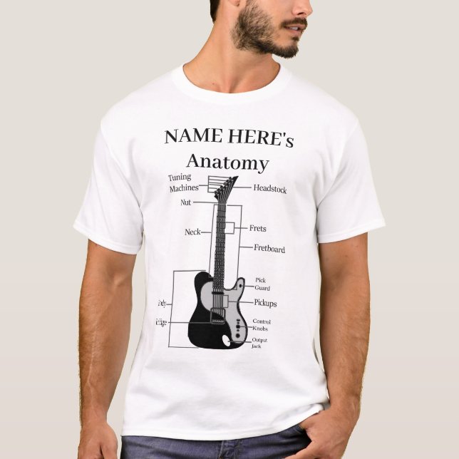 Guitar Music Älskare-anatomi i en gitarr T Shirt (Framsida)