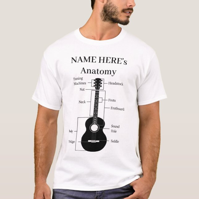 Guitar Music Älskare-anatomi i en gitarr T Shirt (Framsida)