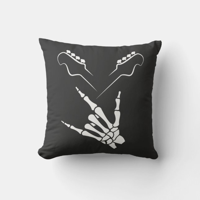 Guitar Music Älskare Fantastisk Rocker Skeleton Ha Kudde (Framsida)