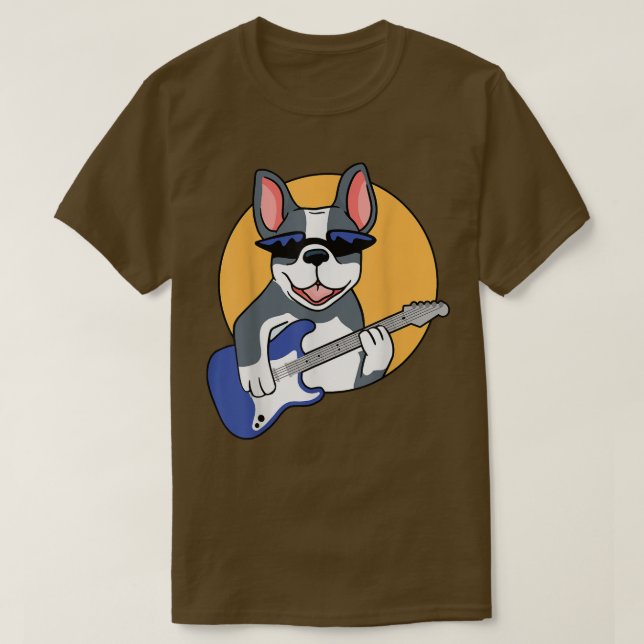 Guitar Music Älskare Fransk Bulldog Frenchie Guita T Shirt (Design framsida)