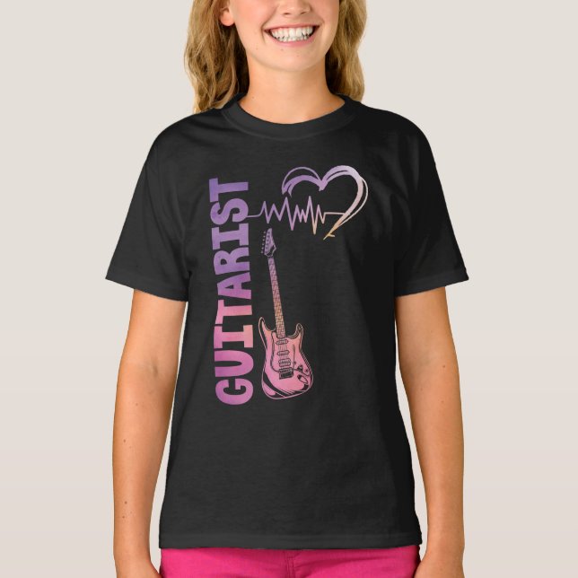 Guitar Music Älskare Guitarist Heartslag T Shirt (Framsida)