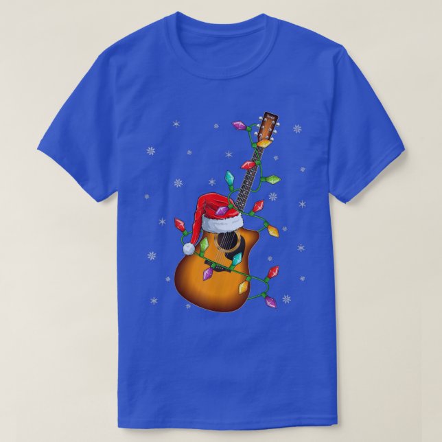 Guitar Music Älskare Julafton Ljus Santa Guitar Kr T Shirt (Design framsida)