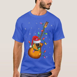 Guitar Music Älskare Julafton Ljus Santa Guitar Kr T Shirt