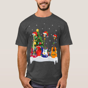 Guitar Music Älskare Matching Santa Hat Guitar Chr T Shirt