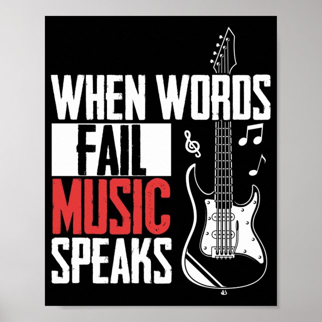 Guitar Music Älskare när Ord Misslyckas musikhögta Poster (Framsidan)