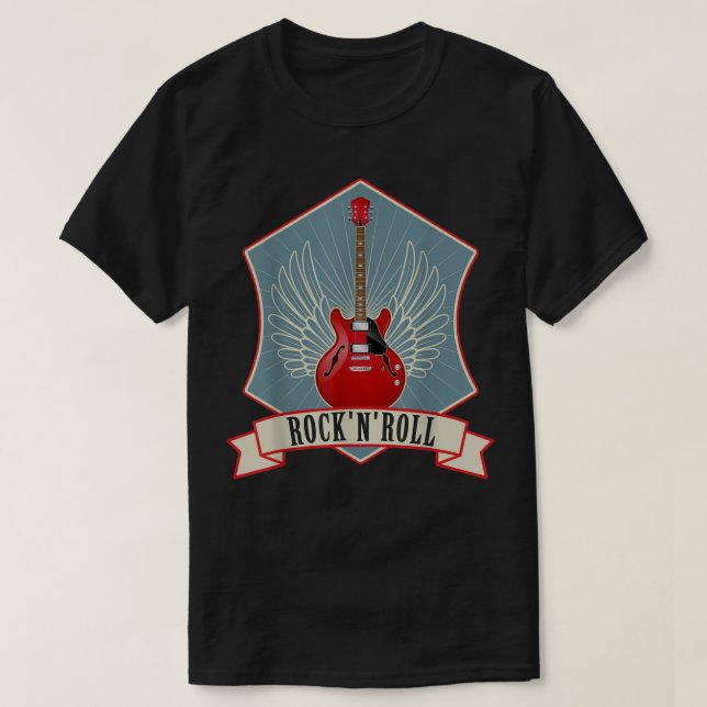 Guitar Music Älskare Roch n Roll T Shirt (Design framsida)