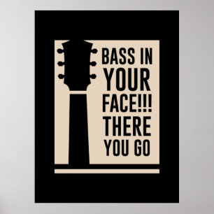 Guitar Music Bass i Ansikte Poster