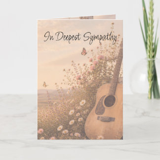Guitar Music Beautiful Garden Flower Sympathy Kort