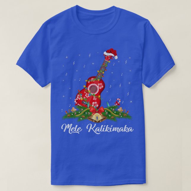 Guitar Music Hawaiian Ukulele Mele Kalikimaka Chri T Shirt (Design framsida)