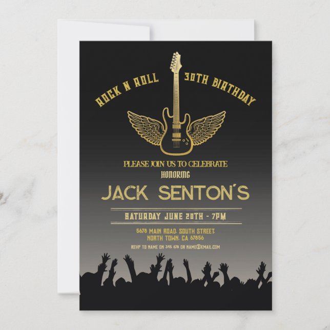 Guitar Music Inbjudan Födelsedagsfest (Framsida)