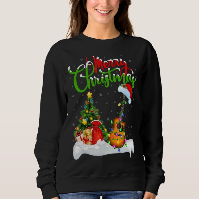 Guitar Music Julafton Dekoration Santa Guitar Chri T Shirt (Framsida)