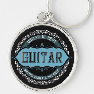 Guitar Music Note-cirkel Rund Silverfärgad Nyckelring