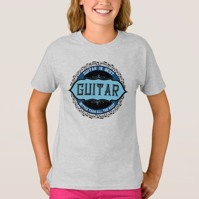 Guitar Music Note-cirkel T Shirt (Framsida)