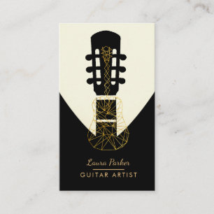 Guitar Music Player Artist DJ Geometric Black Visitkort