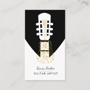 Guitar Music Player Artist DJ Geometric Black Visitkort
