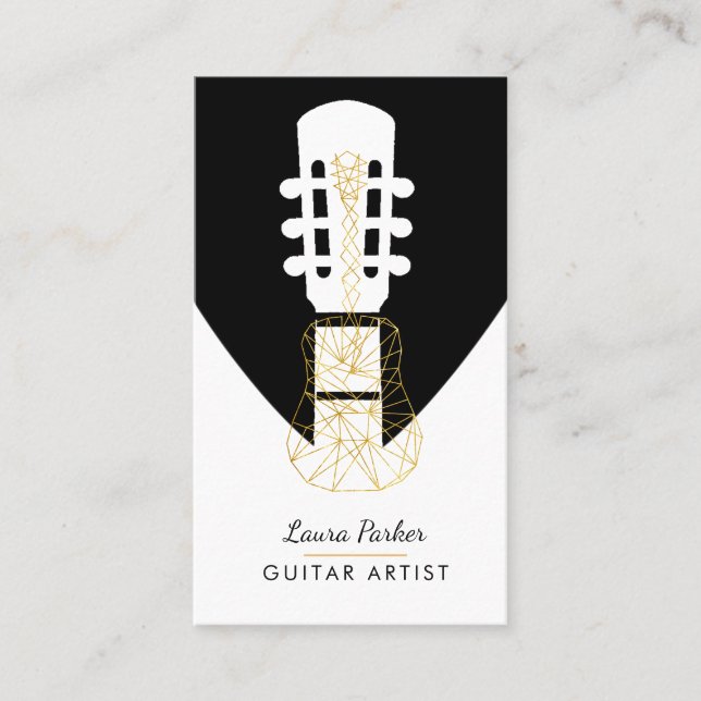 Guitar Music Player Artist DJ Geometric Black Visitkort (Framsida)
