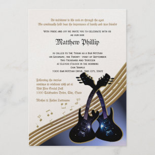 Guitar Music Pub Mitzvah Inbjudningar