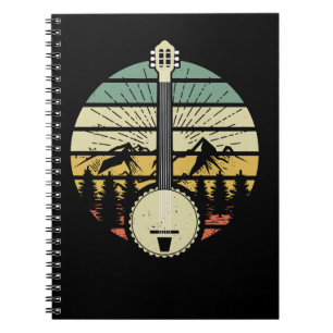 Guitar Music Retro Banjo Mountains och Sol 80-tale Anteckningsbok