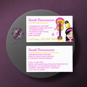 Guitar Music Sjunga Tutor Visitkort