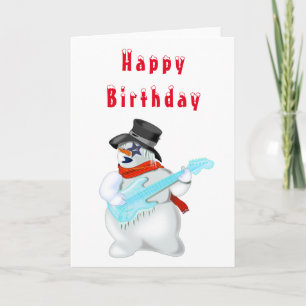 Guitar Music Snögubbe grattis på födelsedagen Sten Kort