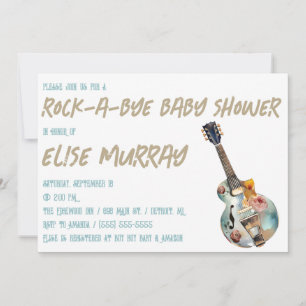 Guitar, Music, Sten-A-hej Baby Shower Inbjudningar