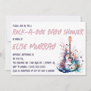 Guitar, Music, Sten-A-hej Baby Shower Inbjudningar