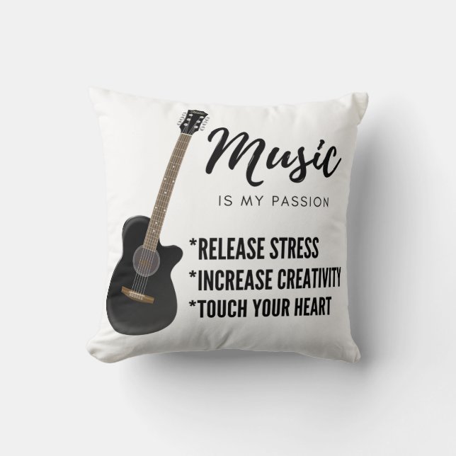 Guitar Music T-Shirt Hoodie Kudde (Framsida)