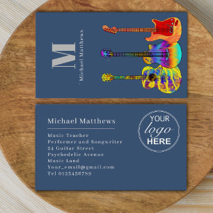 Guitar Music Teacher Anpassningsbar Logotyp Visitkort