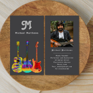 Guitar Music Teacher Anpassningsbar Photo Affärsko Visitkort