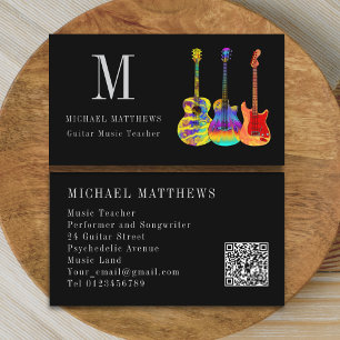 Guitar Music Teacher Anpassningsbar QR-kod Visitkort