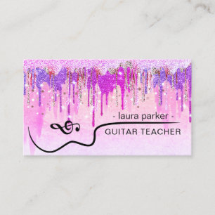 Guitar Music Teacher med Lila Dripping Visitkort