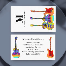 Guitar Music Teacher Monogram Anpassningsbar Visitkort