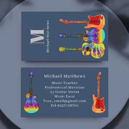 Guitar Music Teacher Monogram Personlig Visitkort