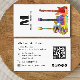 Guitar Music Teacher QR Code Social Media Anpassni Visitkort