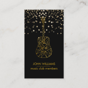 Guitar Music World Teacher Player Black Guld Faux Visitkort