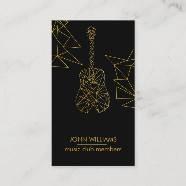 Guitar Music World Teacher Player Black Guld Faux Visitkort (Framsida)