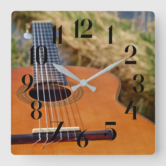 Guitar/Musical Instrument Photo Fyrkantig Klocka (Framsida)