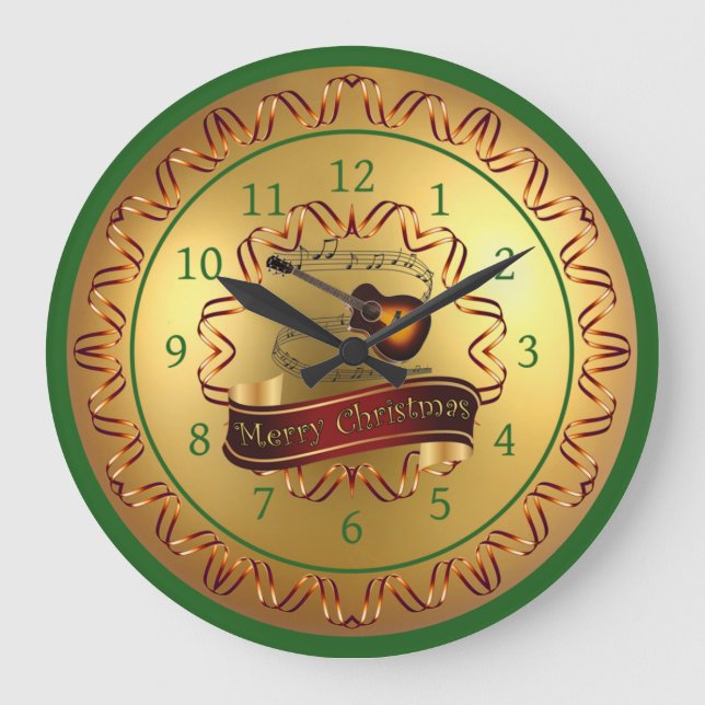 Guitar ~ Musical Rulla ~ "God jul" Stor Klocka (Framsida)